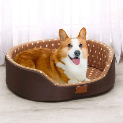 Double Sided Pet Bed with High Fence - Anti Slip Basket Pet Cushion for Small to Large Dogs and Cats
