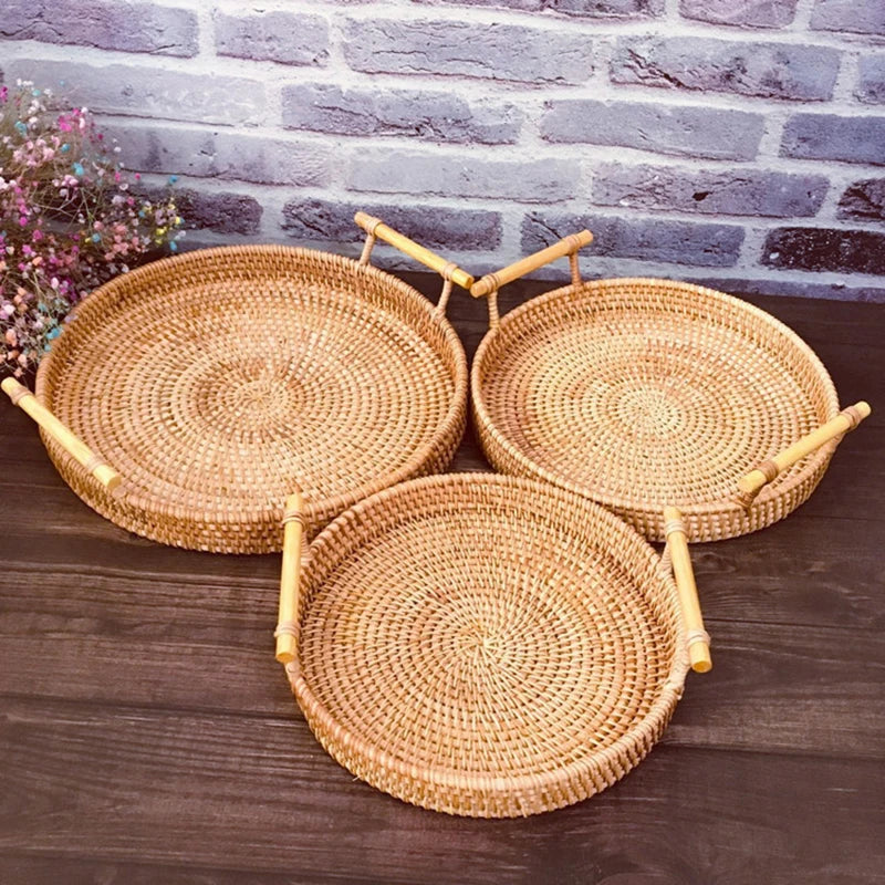 Rattan Bread/Fruit/Cake Storage Basket Tray