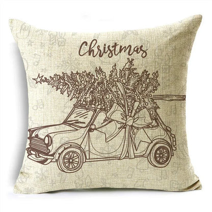 Christmas Throw Pillow Covers 40/45/50cm - Holly Berries Christmas Tree With Lights - Sofa Home Decor