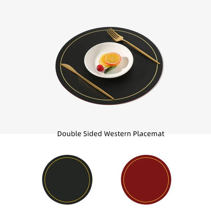Waterproof and oil-proof double-sided leather table mat for household and hotel use.