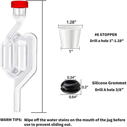 S-Shape Airlocks for Wine Making with Grommets