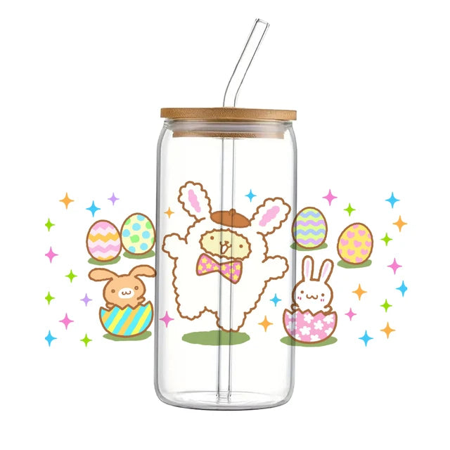 Sanrio Cartoon Purin Christmas Hello Kitty UV DTF Transfer Sticker Waterproof Transfers Decals for 16oz Glass Cup Wrap Stickers