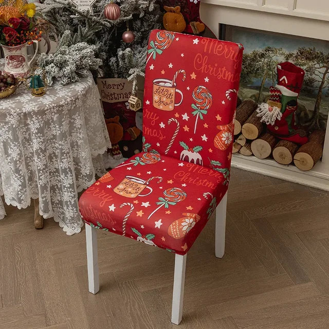Santa Claus Restaurant Elastic Chair Cover & Washable Chair Cover - Home Chair Cover Decoration