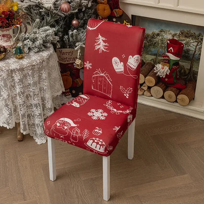Santa Claus Restaurant Elastic Chair Cover & Washable Chair Cover - Home Chair Cover Decoration