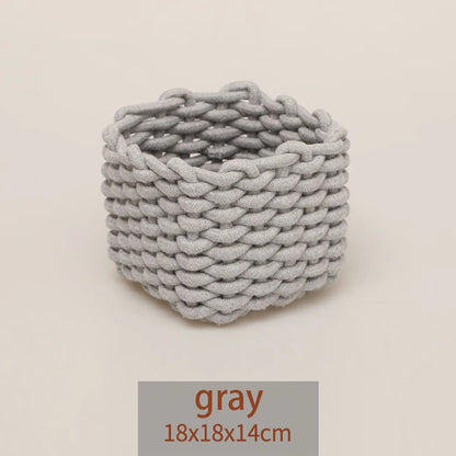 Thick Cotton Rope Woven Storage Basket for Desktop, Books, Snacks, Sundry, and Cosmetics