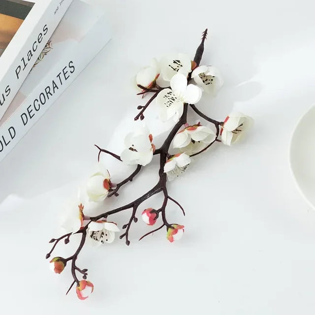 Simulated Plum Tree Decorative Material for Home Living Room Bedroom Garden Flower Arrangements and Cake Decorations.