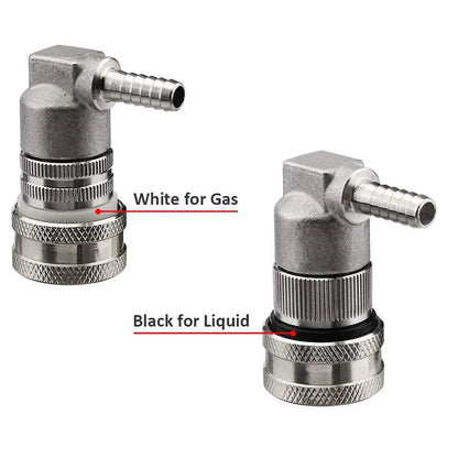 Stainless Steel Ball Lock Disconnect for Homebrew Beer Keg - Quick Connector for Corny Keg Dispenser - Gas/Liquid 1/4"Barb & 1/4"MFL