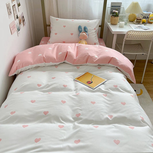 Love Printed Quilt Cover Household Bed Sheet Set