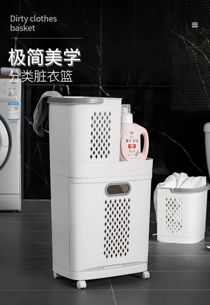 Dirty Clothes Basket Ins Clothes Storage Basket - Wholesale Household Classification Laundry Basket with Bathroom Storage Shelf Layered