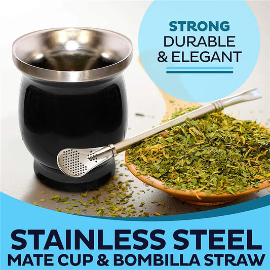 Yerba Mate Gourd Set Double Wall Stainless Steel Mate Tea Cup And Bombilla Set